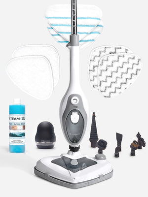 The Housekeeper™ 10-IN-1 Steamer Super Bundle With Fabric Shaver, Variety of Mop Pads, and Cleaning Solution