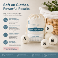 Steam & Go XL Wool Dryer Balls Set, 6 Premium 100% New Zealand Wool Laundry Dryer Balls, Natural Fabric Softener, Reusable Dryer Sheet Alternative, Reduces Static & Drying Time - Image 5