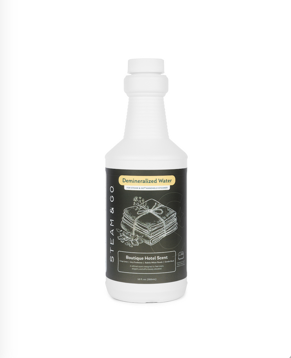 Steam & Go Demineralized Water for Handheld Garment Steamers, Boutique Hotel Scent, Mineral-Free Formula to Help Prevent Buildup & Support Steam Performance, 16 Fl Oz