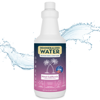 Steam & Go Hotel California scented demineralized water for steam mops and hard floors, 32 oz, made in USA, prevents mineral buildup