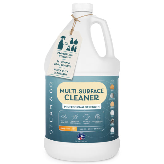 Steam & Go professional strength multi-surface cleaner, 1 gallon refill, heavy-duty degreaser and pet stain and odor remover, made in USA