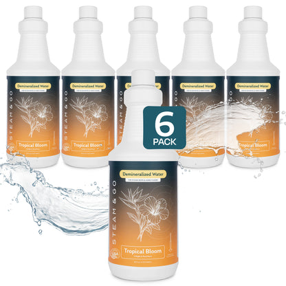 Steam & Go Tropical Bloom scented demineralized water for steam mops, 6-pack of 32 oz bottles