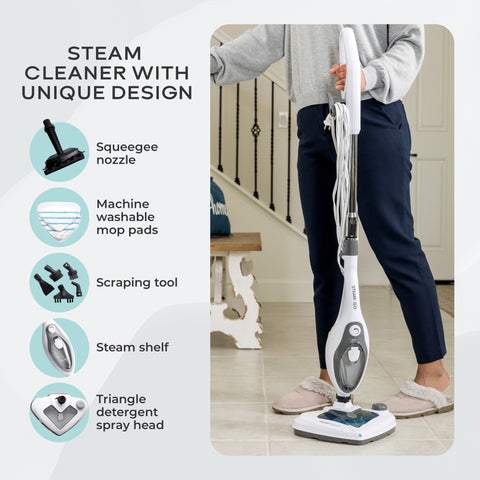 Electric Steam Mop, Steam & Scrub All-in-One, Portable Handheld