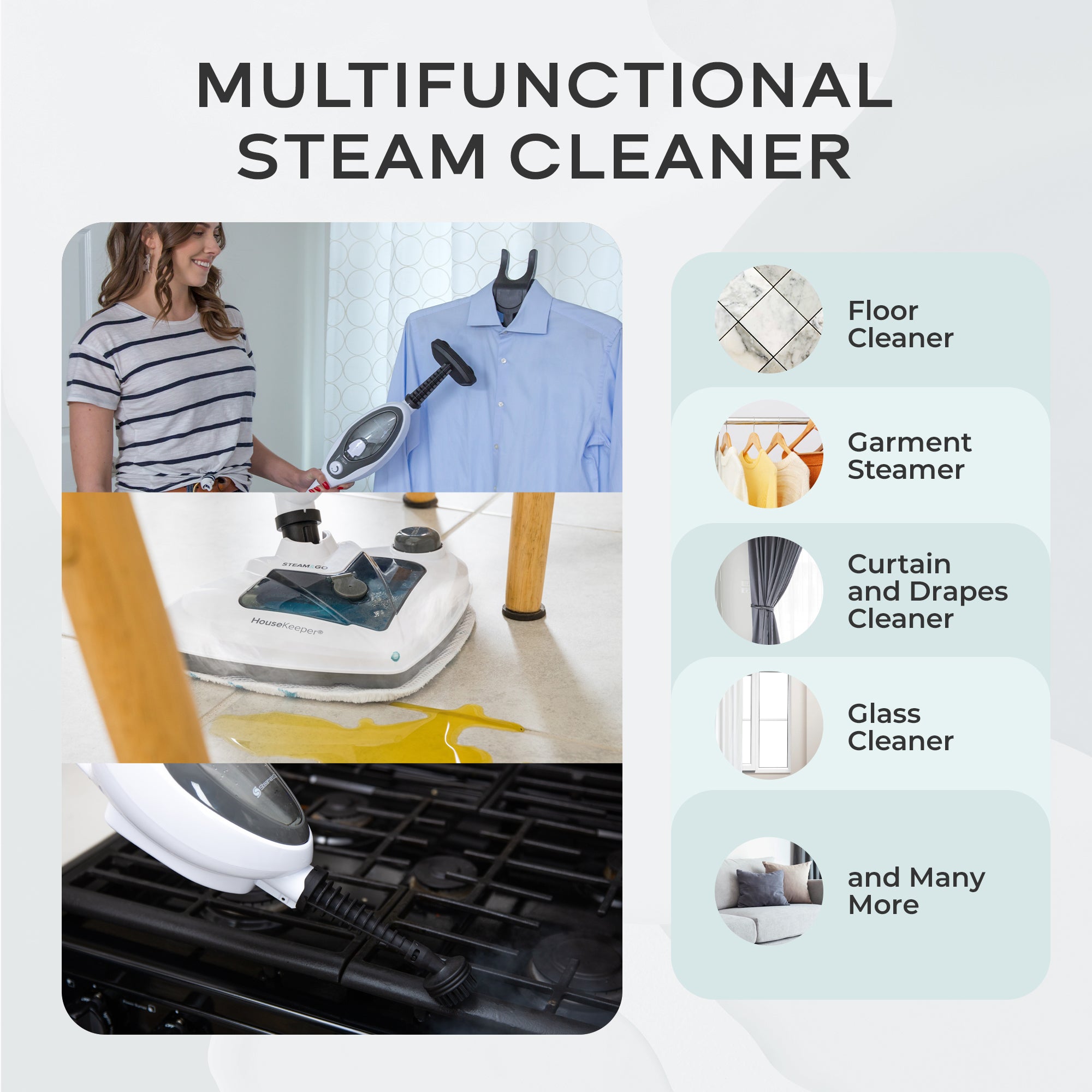 The Housekeeper™ 8-IN-1 Steamer Starter Bundle With Cleaning Solution –  steamandgo